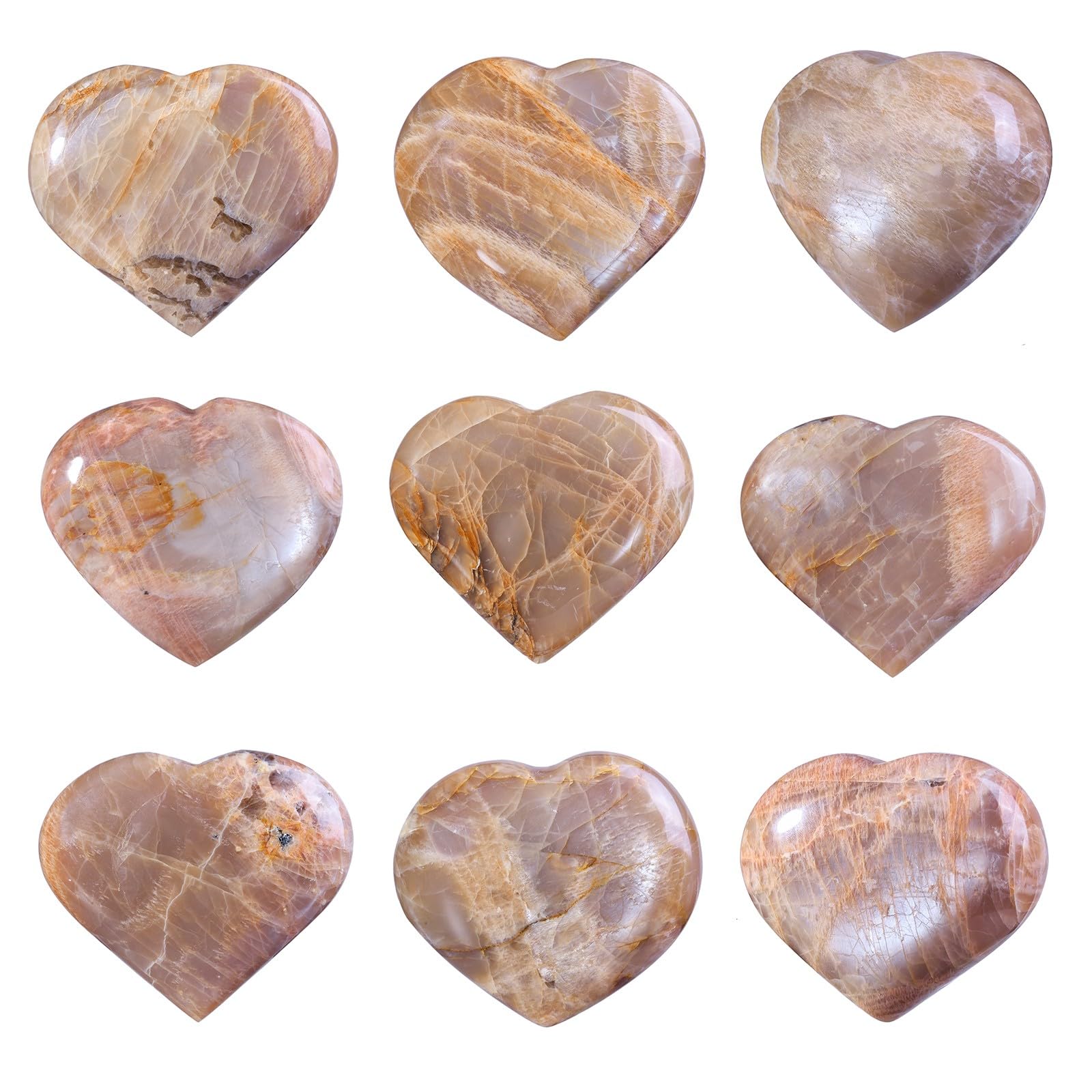 TUMBEELLUWA orange moonstone puff stone enhances desk or shelf display.