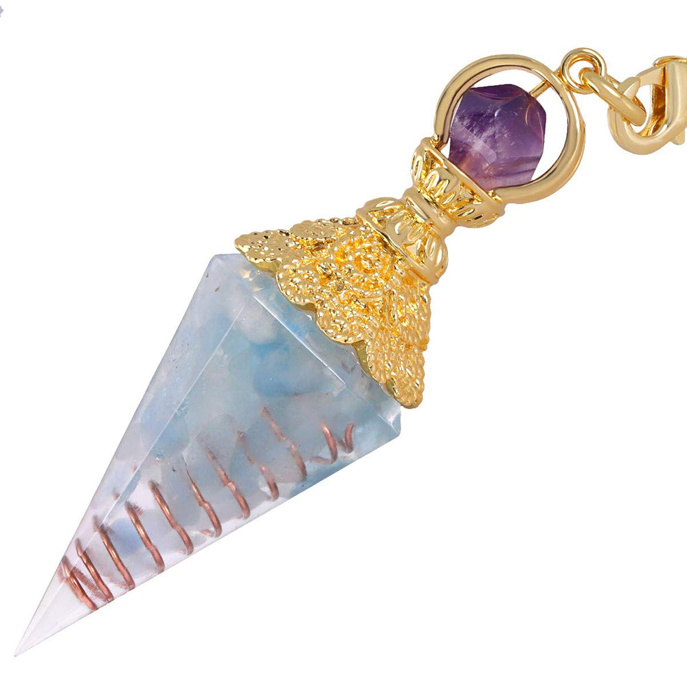 TUMBEELLUWA orgone pendulum with amethyst bead enhancing divination insight