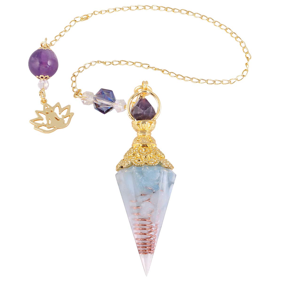 TUMBEELLUWA orgone pendulum hexagonal pendant for meditation energy and focus