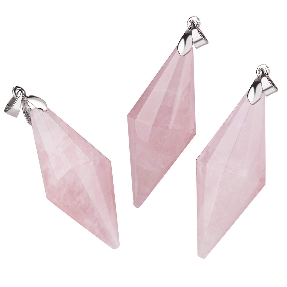 TUMBEELLUWA Rose Quartz pendant close-up showing natural texture variations