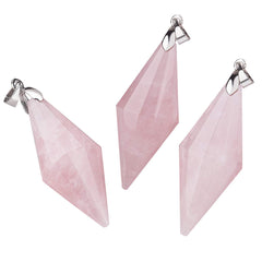 TUMBEELLUWA Rose Quartz pendant close-up showing natural texture variations