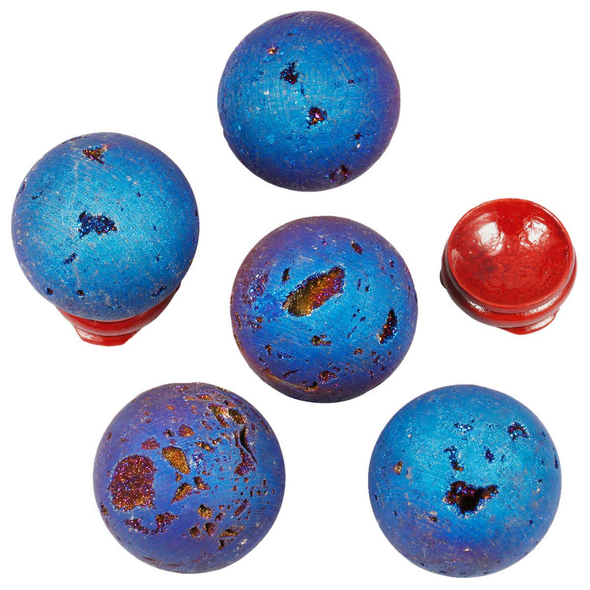 TUMBEELLUWA blue titanium-coated aura quartz sphere for modern styling and energy