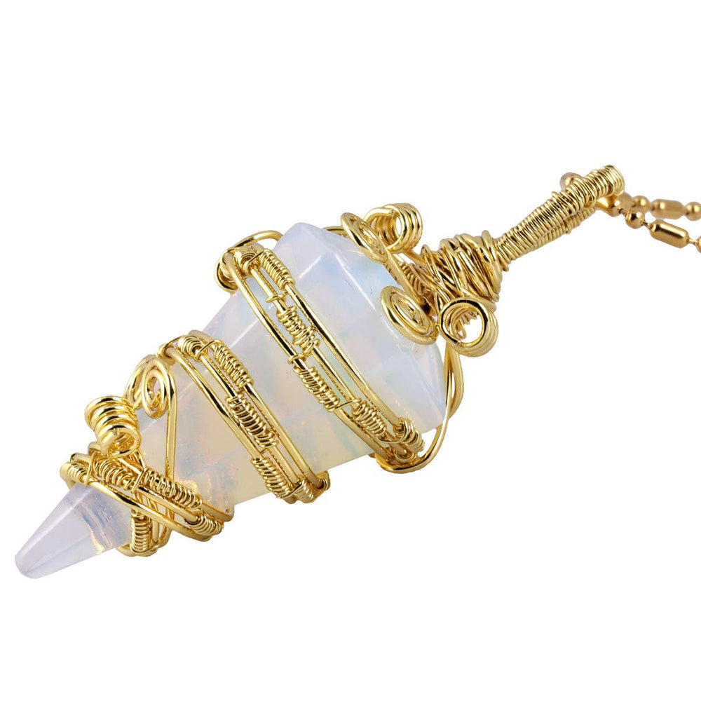 TUMBEELLUWA wire wrapped pendant detail showing craftsmanship