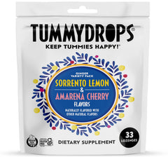 Tummydrops Ginger Italy-inspired flavors bottle highlights premium lozenges for digestive comfort.