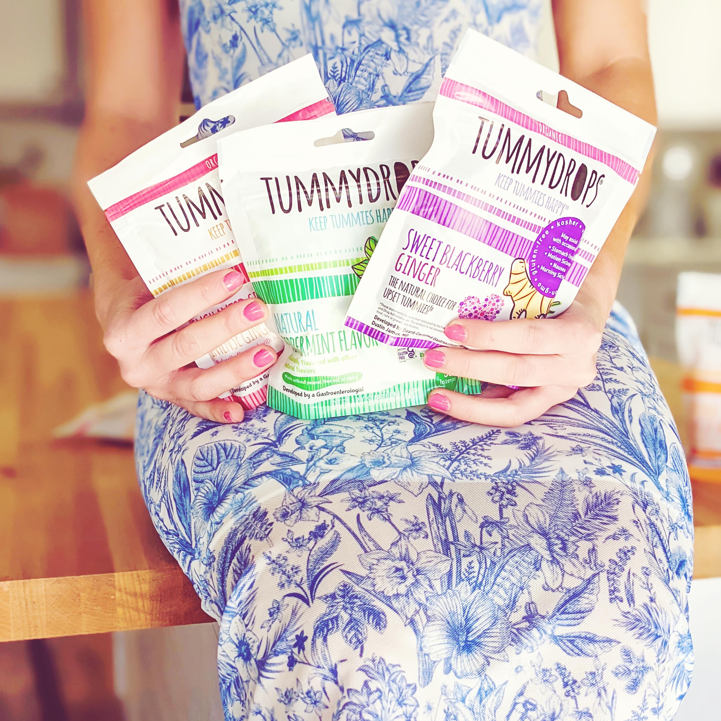 Tummydrops ginger root close-up suggests fresh, natural ingredients