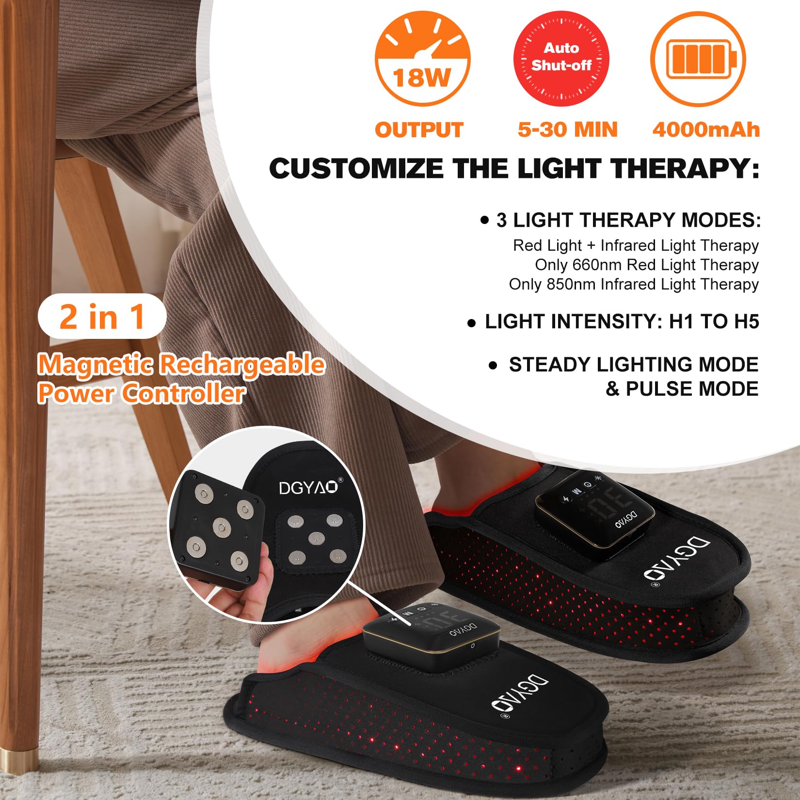 TUOB adjustable intensity with multiple levels for personalized sessions.