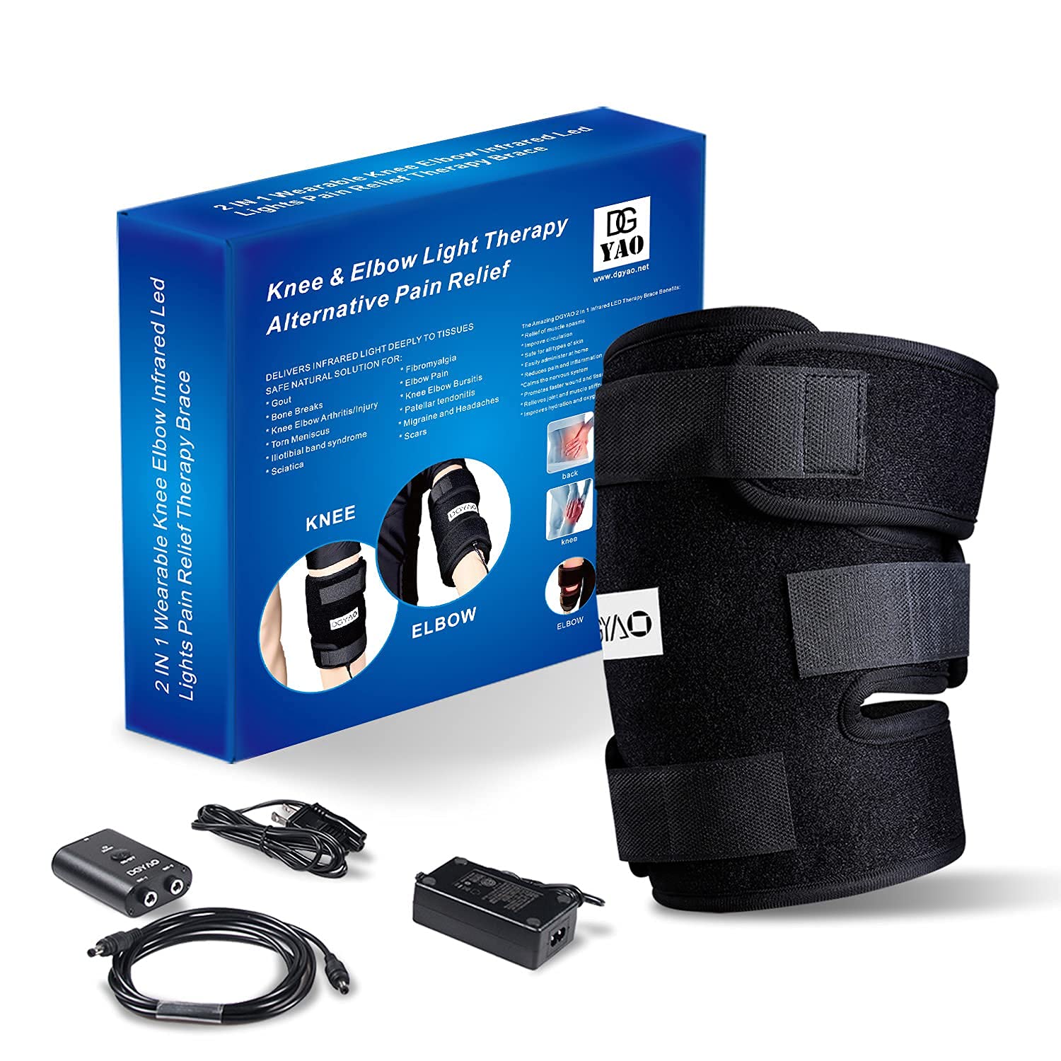 TUOB knee elbow therapy wrap side view showing adjustable straps.