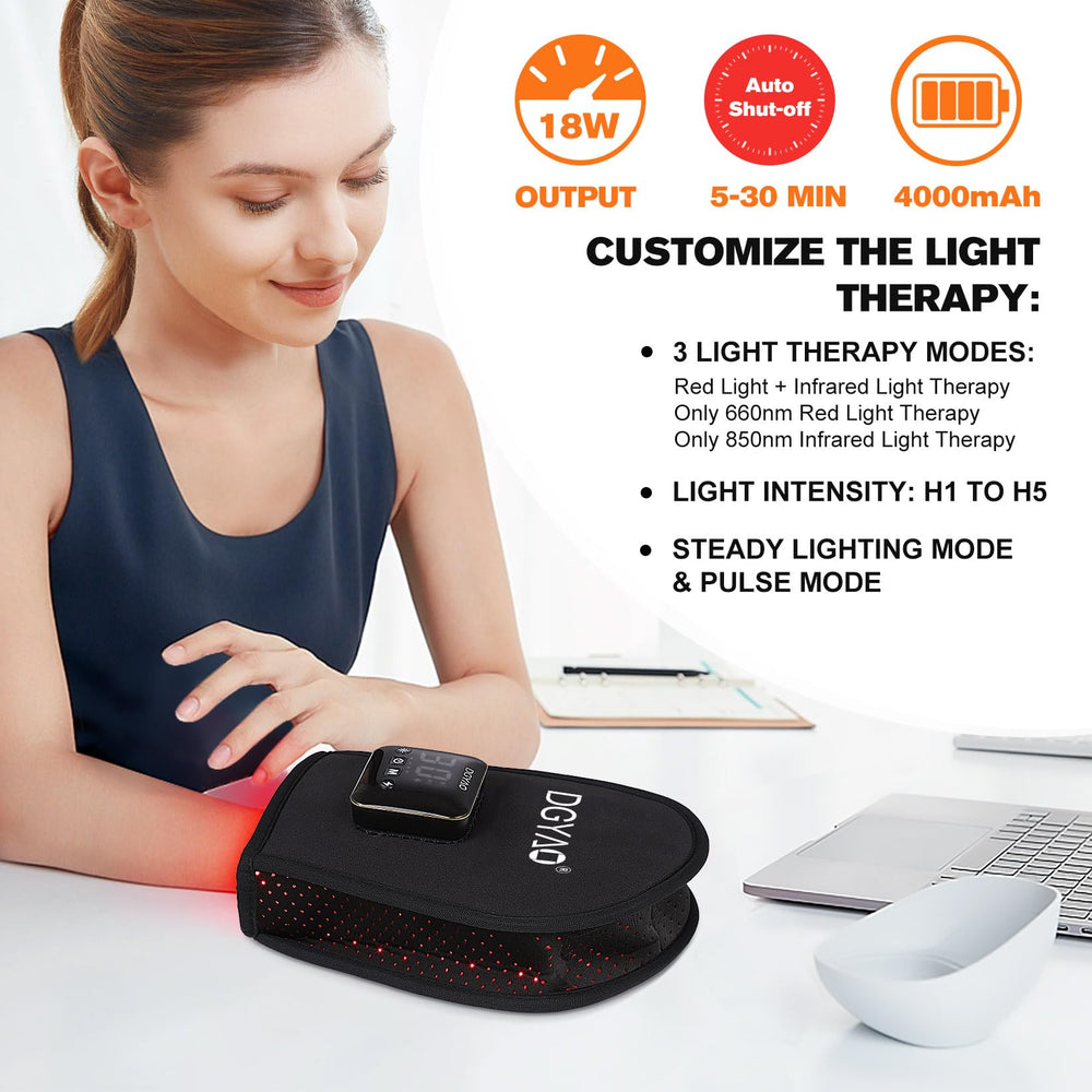 TUOB red light hand glove side view shows cordless mobility.