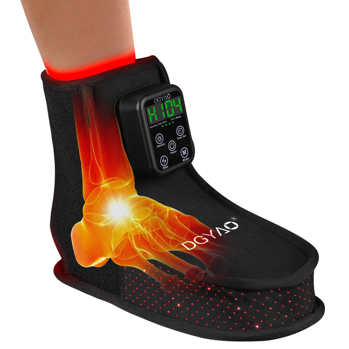 TUOB red light foot wrap front view covering ankle to toes for comfort