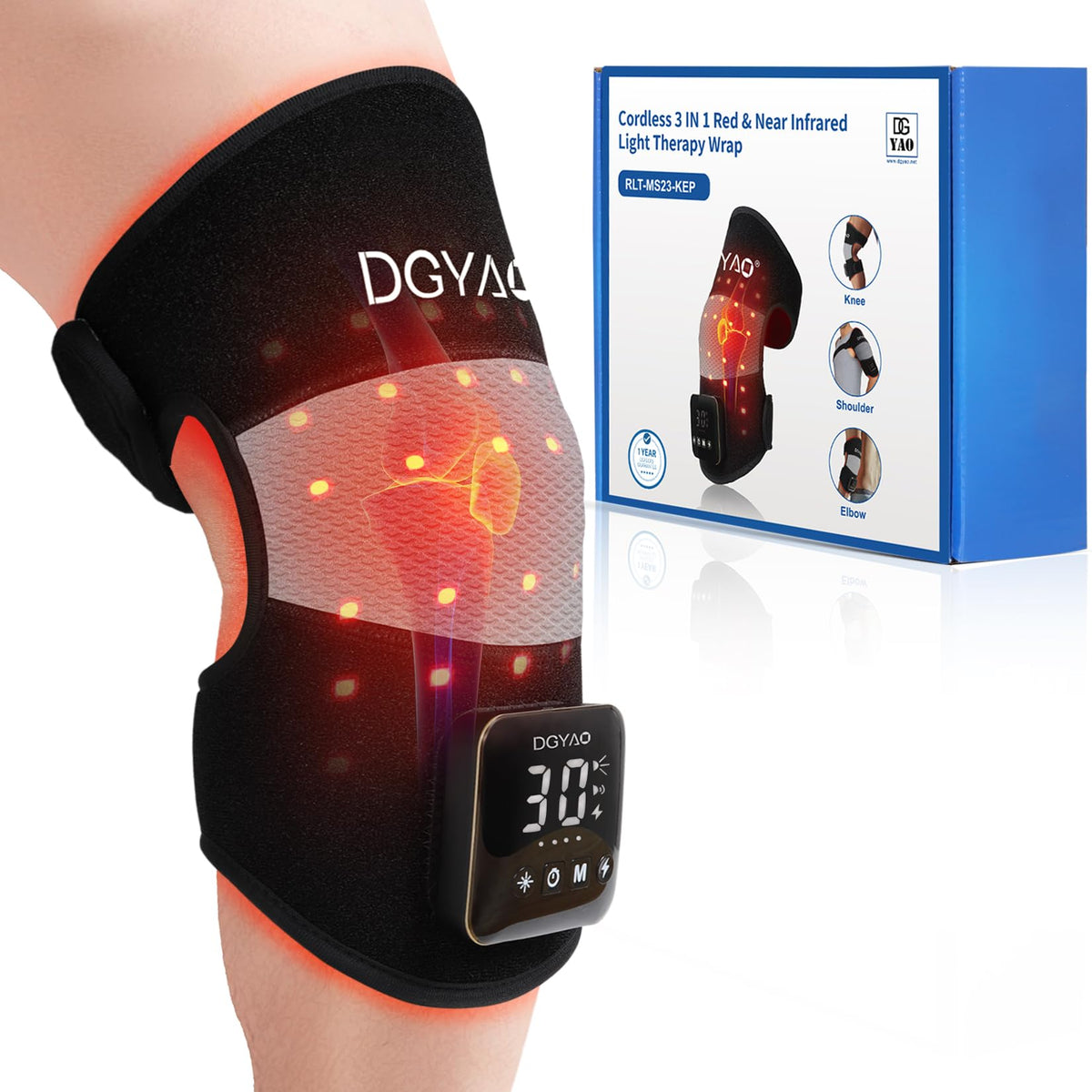 TUOB red-light therapy knee with 660nm and 850nm LEDs for joint comfort