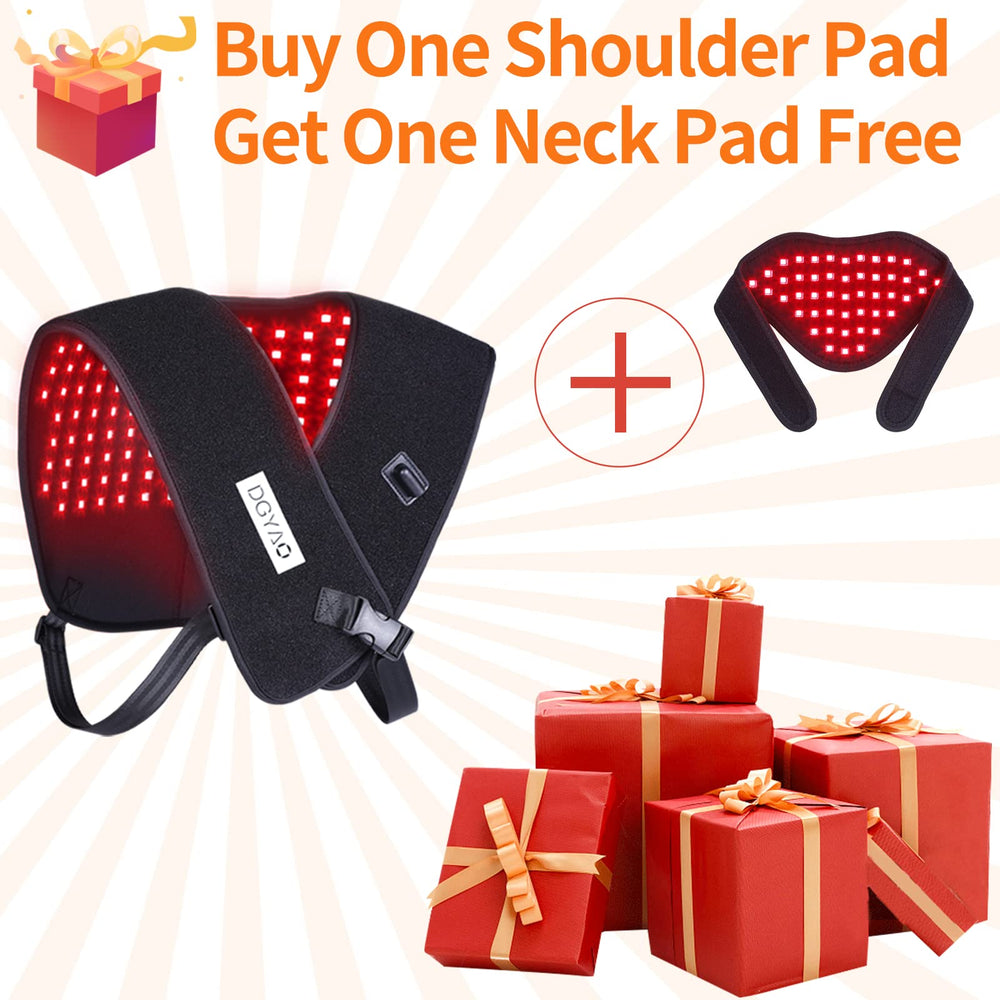 TUOB red-light shoulder wrap close-up showing strap and LEDs
