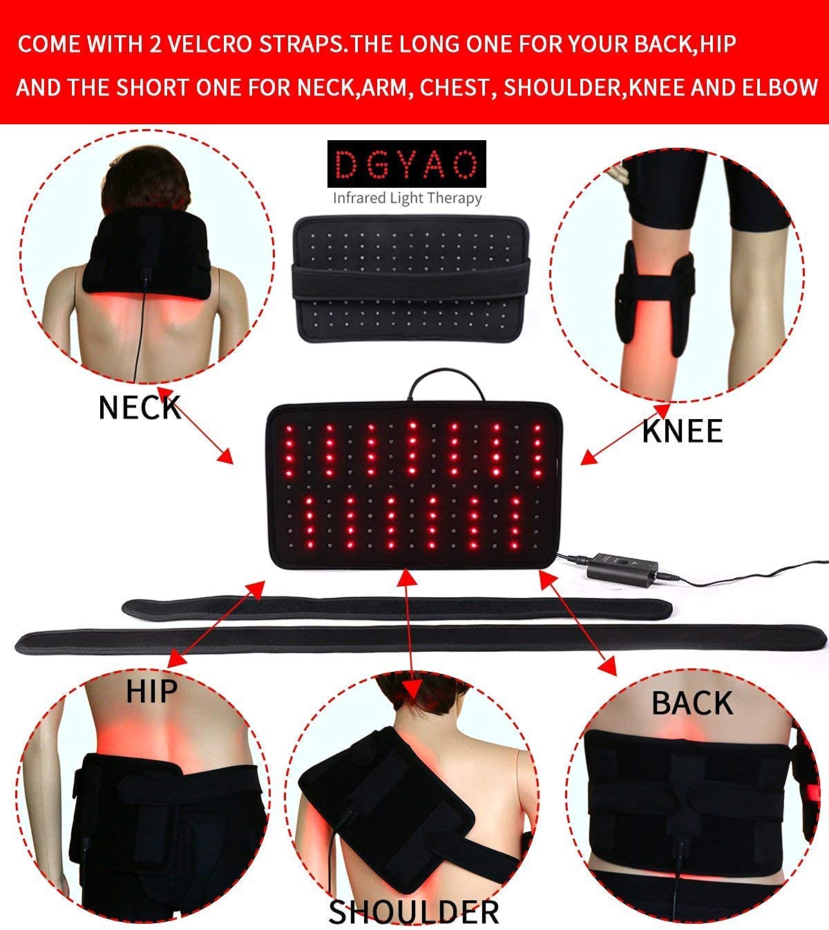 TUOB red light wrap targeting shoulder and neck for tension relief