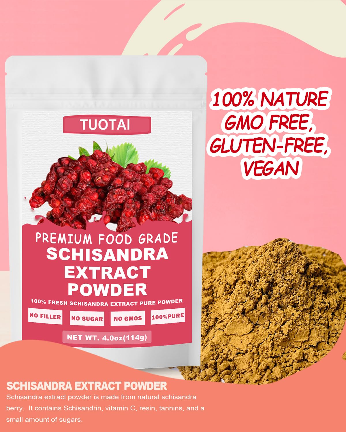 TUOTAI Schisandra 10:1 powder dissolving in water for aromatic drinks.