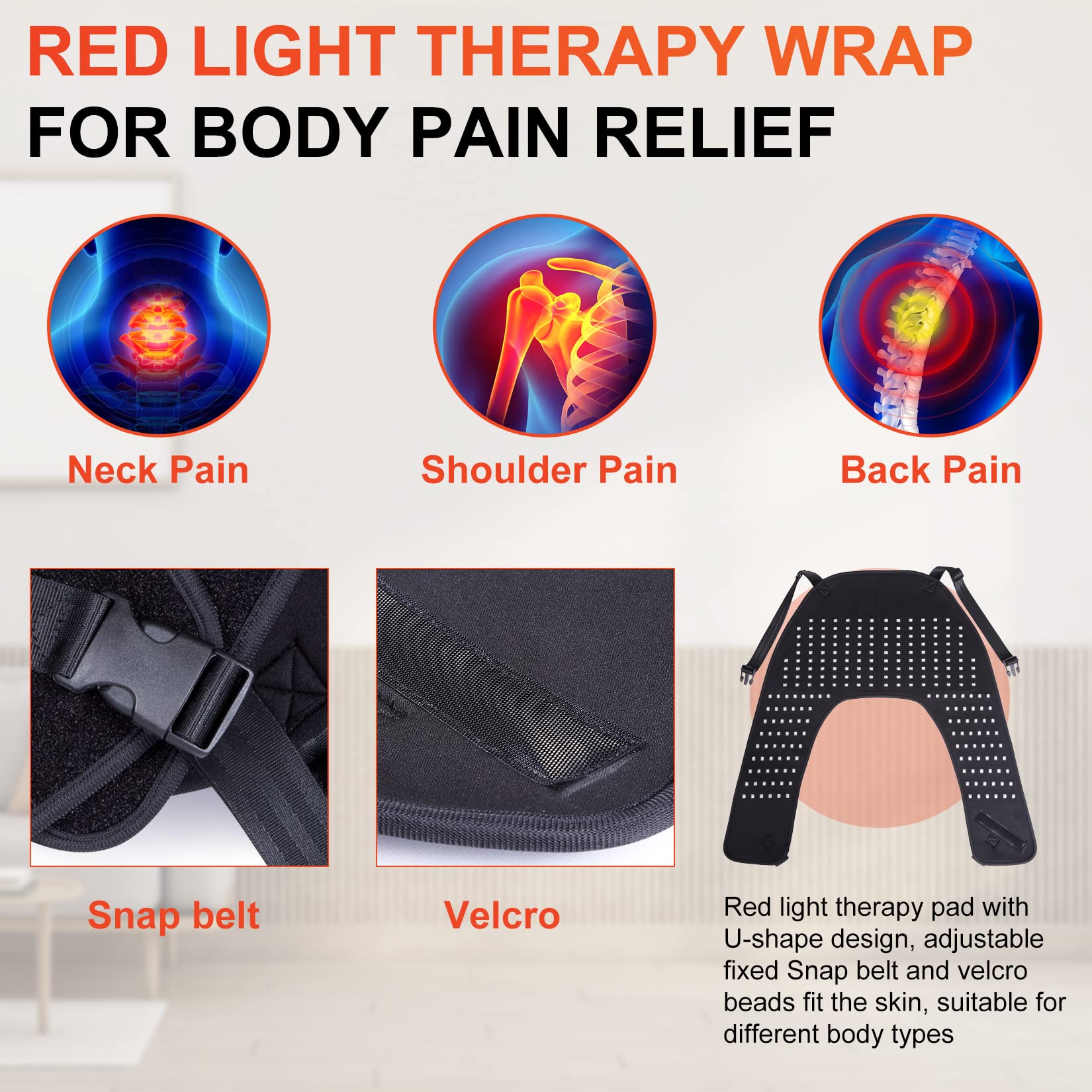 TUOYR inverted U-shape design fits upper body for broad coverage