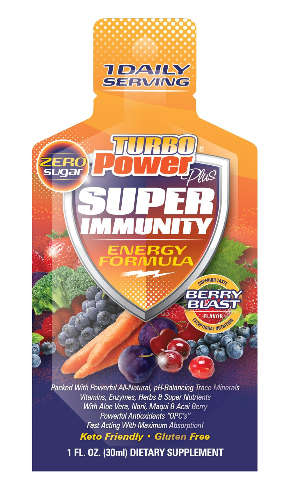 Turbo Power Plus ingredients label close-up highlighting minerals and antioxidants