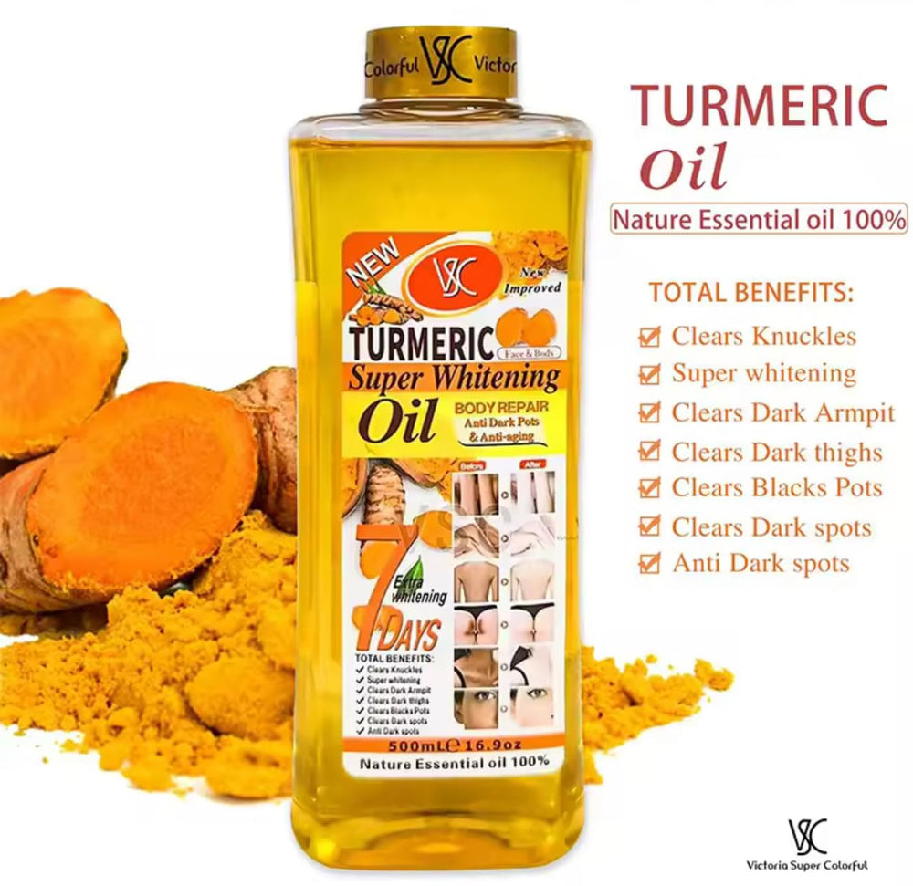 Turmeric Oil Super Whitening application demonstrates smooth, even skin.