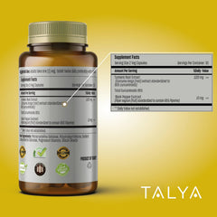 TALYA Turmeric Curcumin root and black pepper close-up.