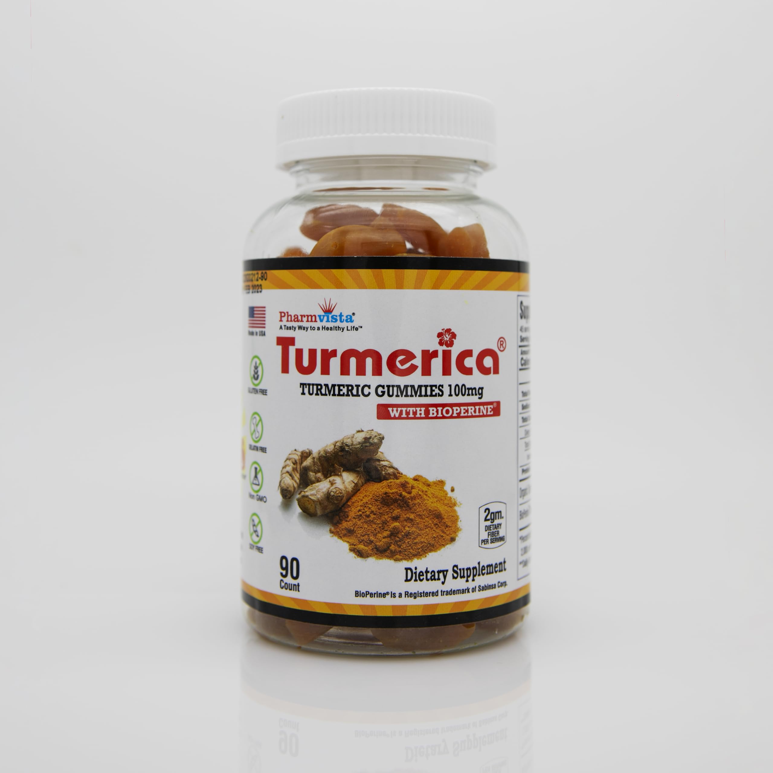 Turmerica turmeric gummies bottle front view for easy daily use