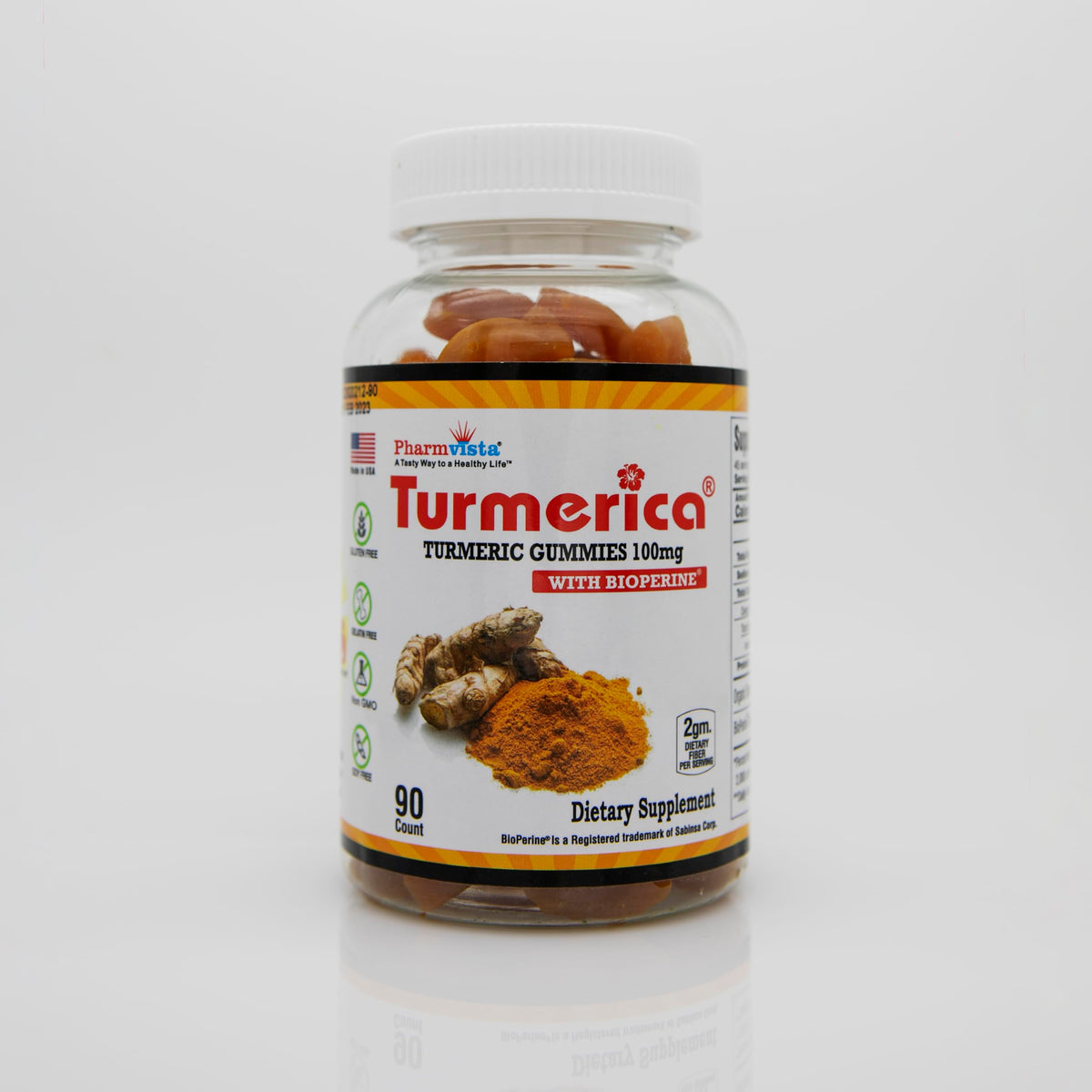 Turmerica turmeric gummies bottle front view for easy daily use