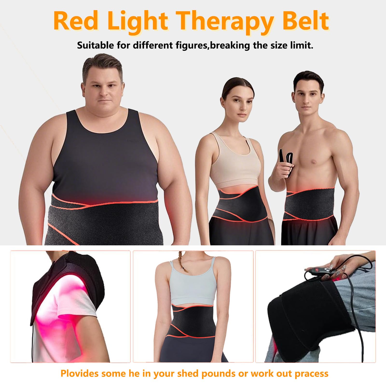 TUUKO red light therapy belt back view highlights wide treatment area.