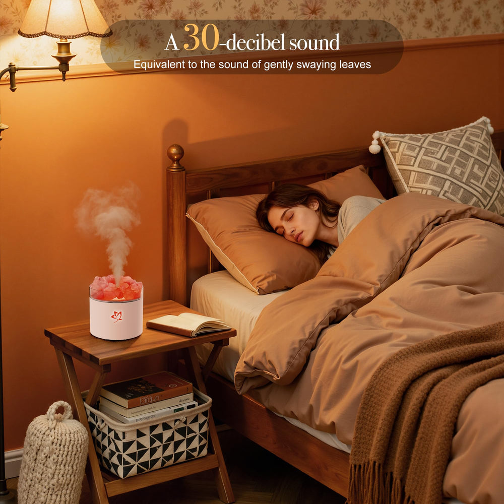 TWEJMZU diffuser paired with Himalayan salt lamp enhances relaxation ambiance