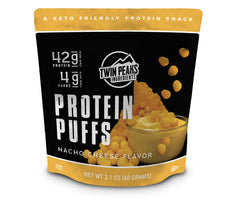 Twin Peaks Protein Puffs Nacho Cheese front view, perfect on-the-go snack.