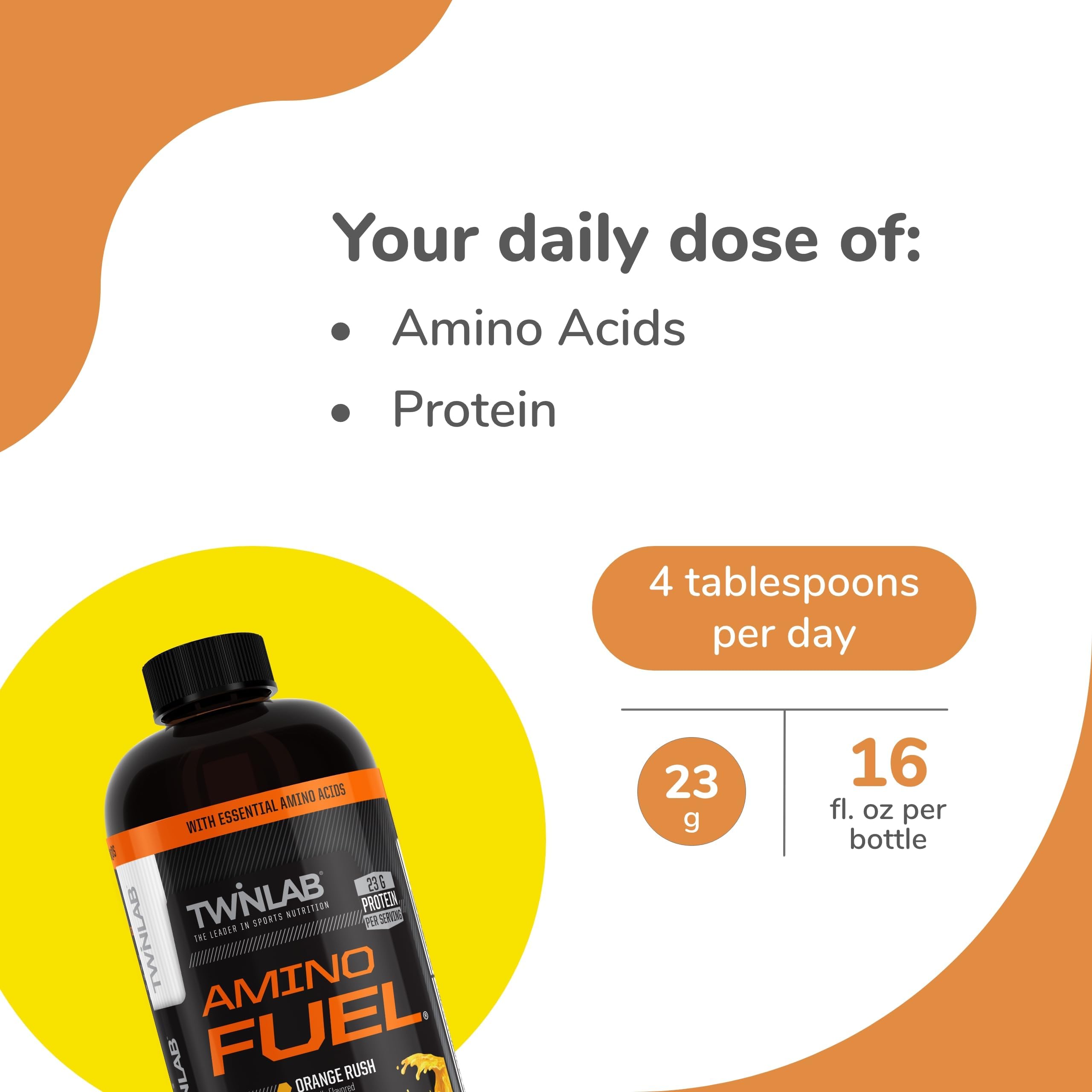 Twinlab Amino Fuel Orange Rush label highlights clean ingredients for endurance.