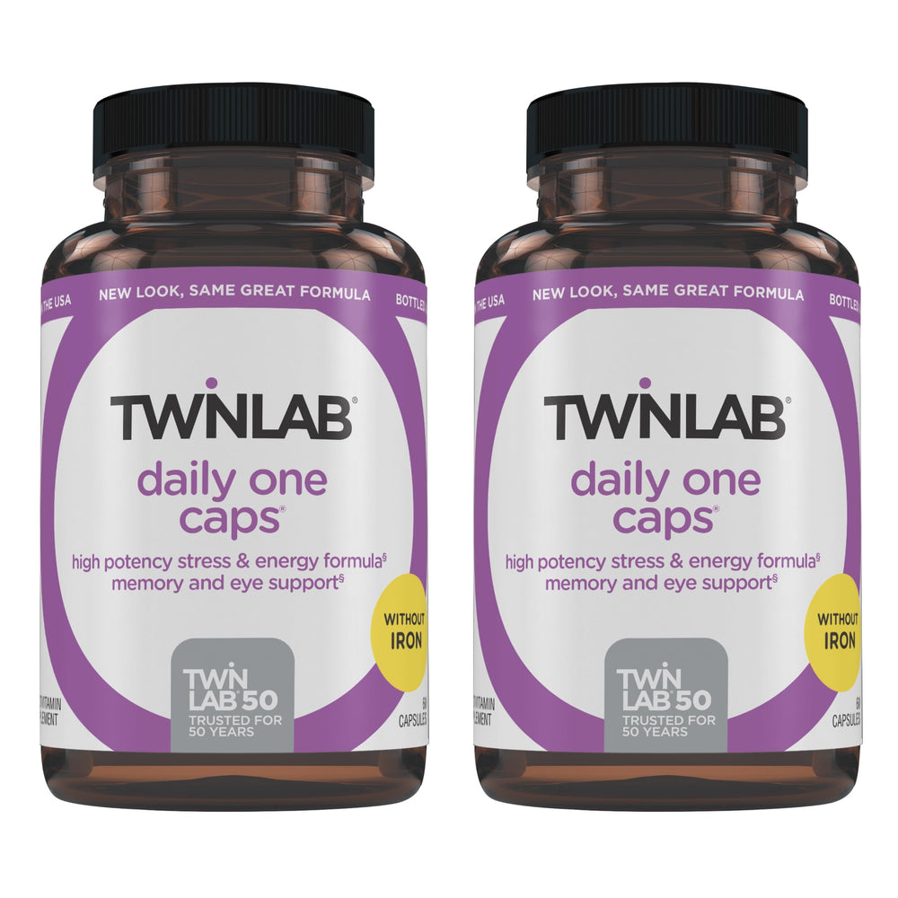 Twinlab Daily One Caps Without Iron bottle front for daily nutrition support.