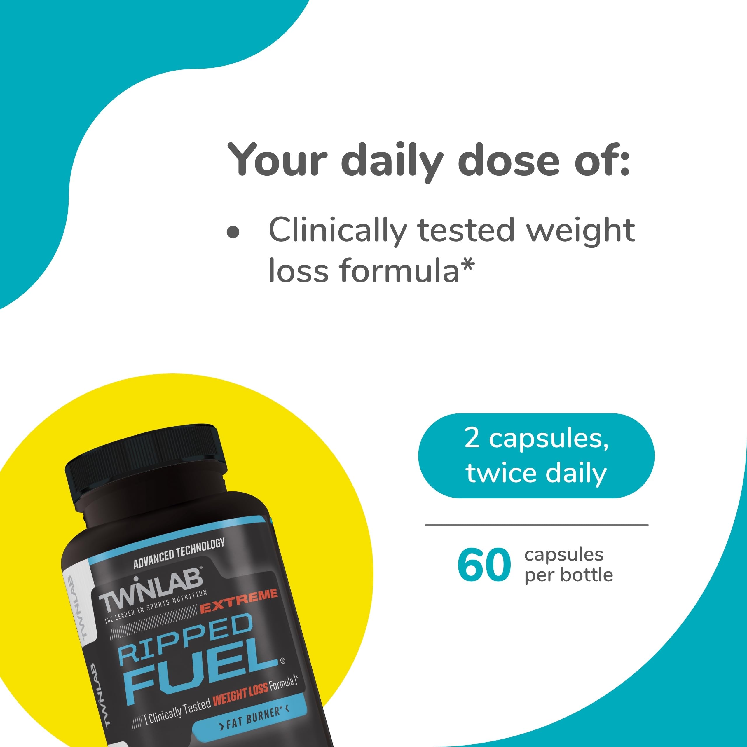 Twinlab Ripped Fuel Extreme label details show green tea and L-carnitine benefits.