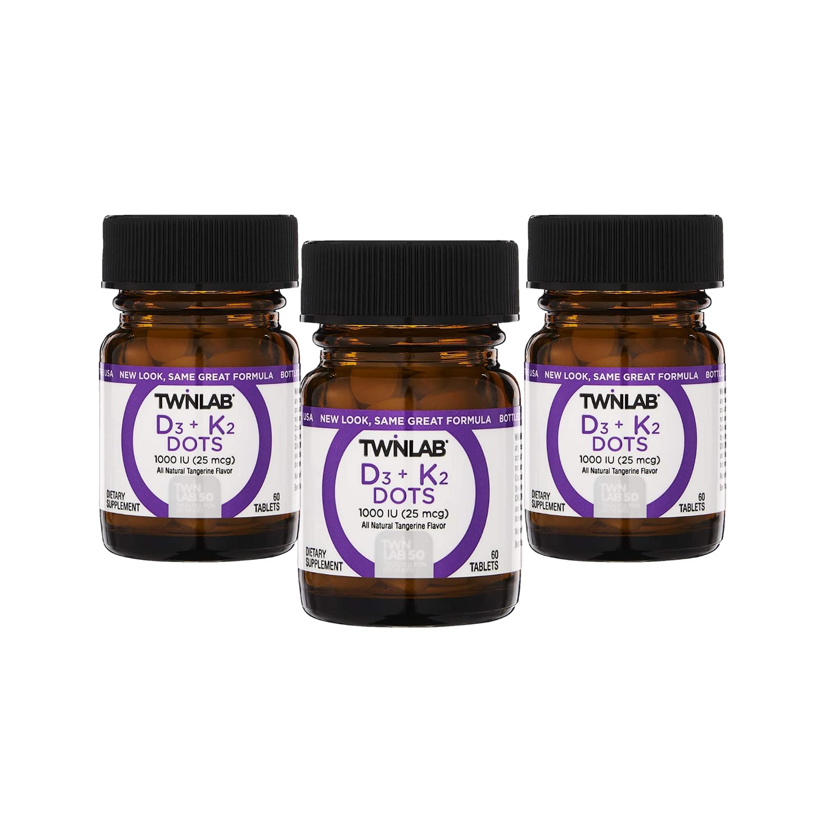 Twinlab Vit D3 1000 and K2 Dots bottle for easy daily use.