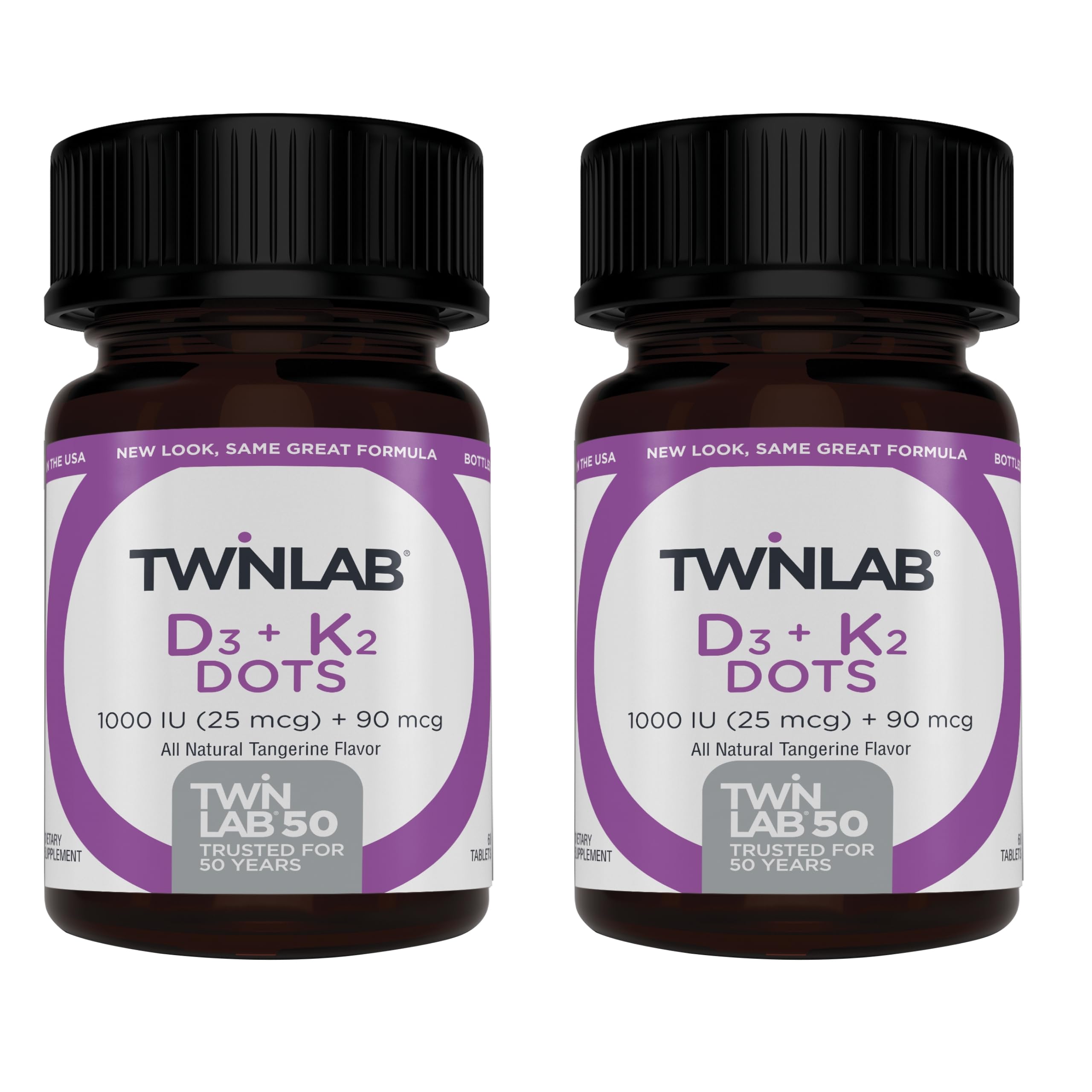 Twinlab Vitamin D3 K2 Dots bottle front view for daily bone and immune support