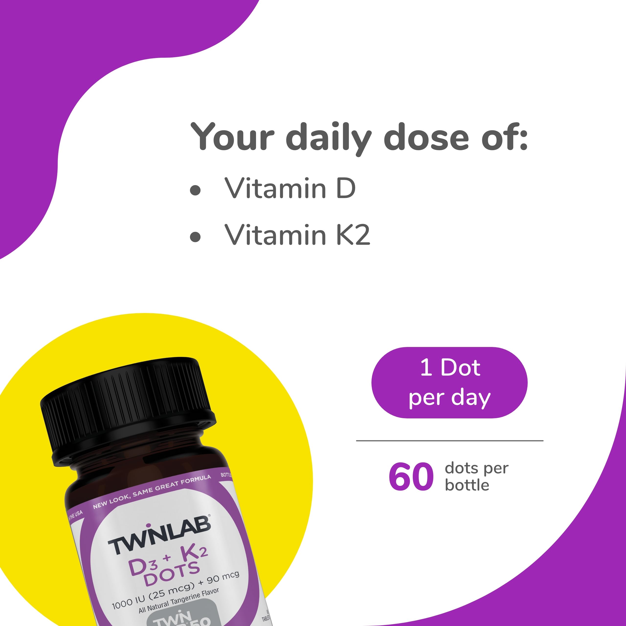 Close-up of Twinlab D3 K2 Dots label highlighting ingredients