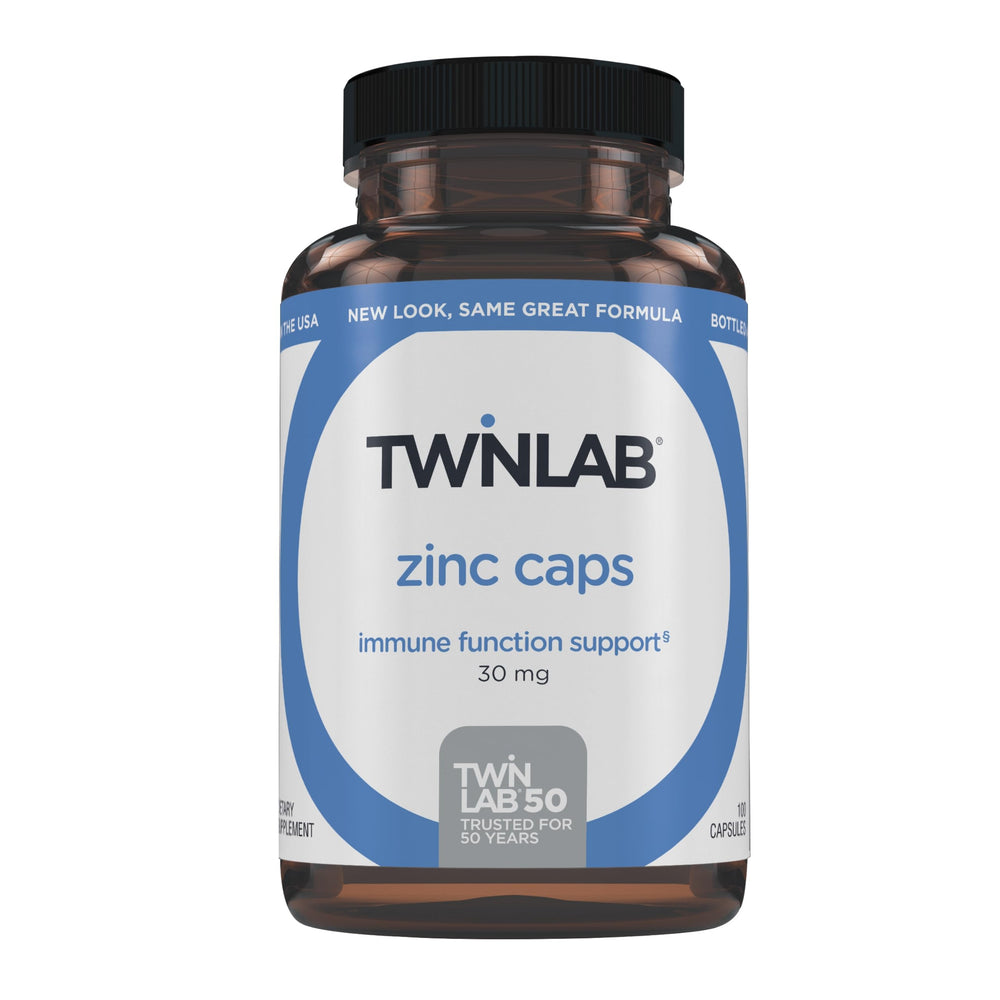 Twinlab Zinc Caps bottle front for daily wellness and immune care.