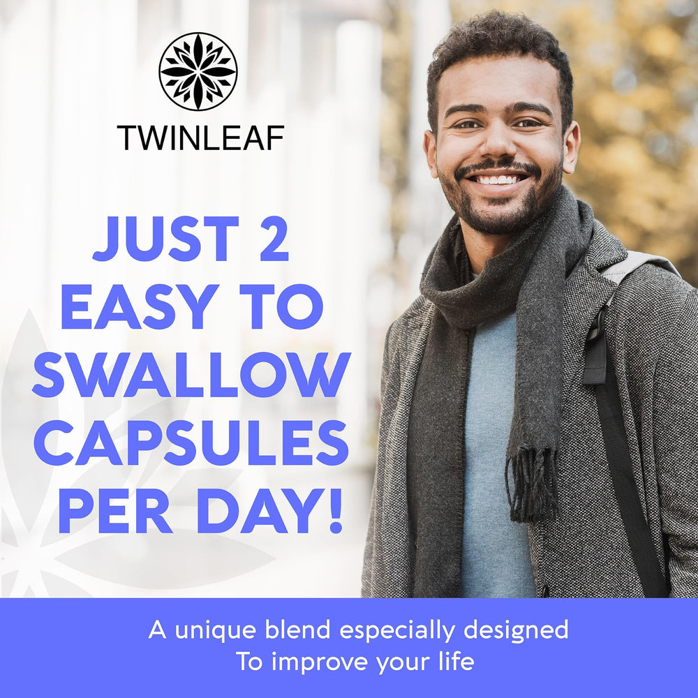 Twinleaf Serotonin ingredients panel featuring 5-HTP and L-tryptophan.