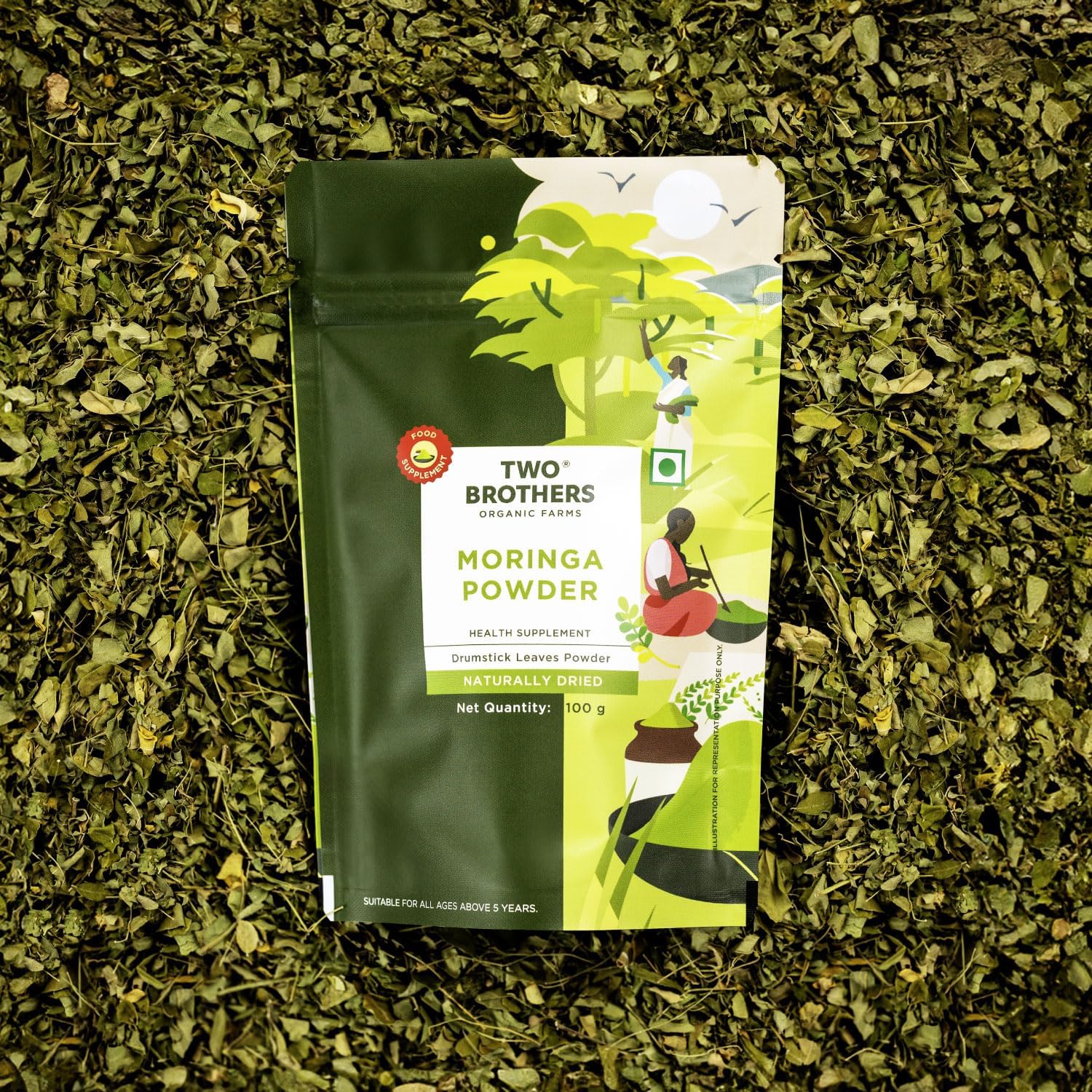 Sprinkled moringa powder over a fresh salad bowl by Two Brothers