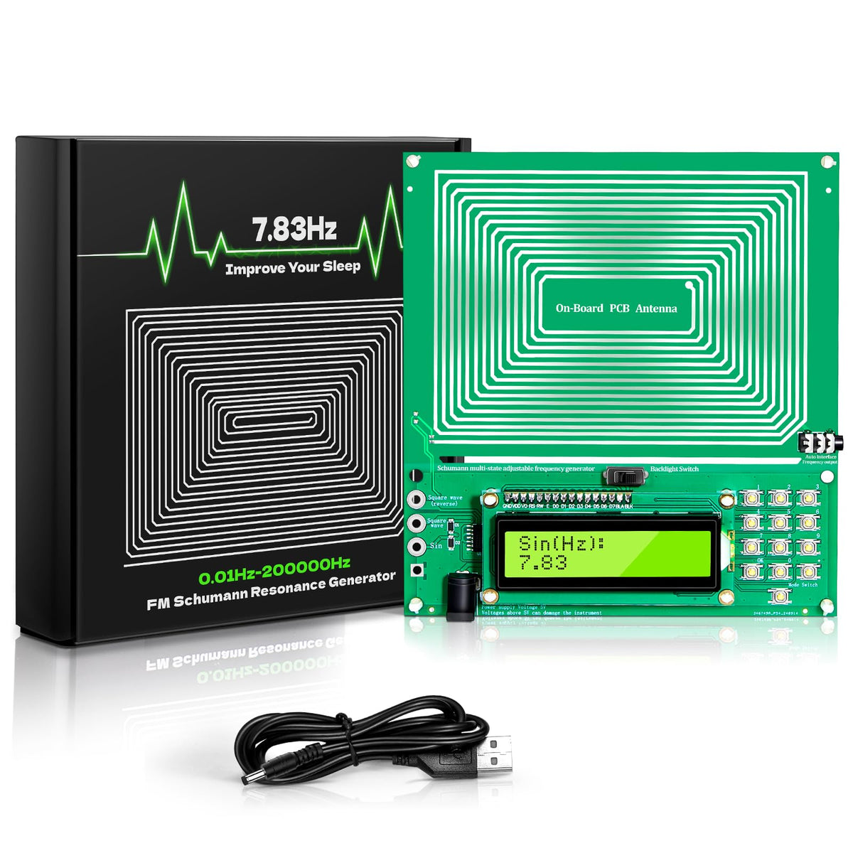 Twxire Schumann resonance generator front view showing compact design for sleep and meditation.
