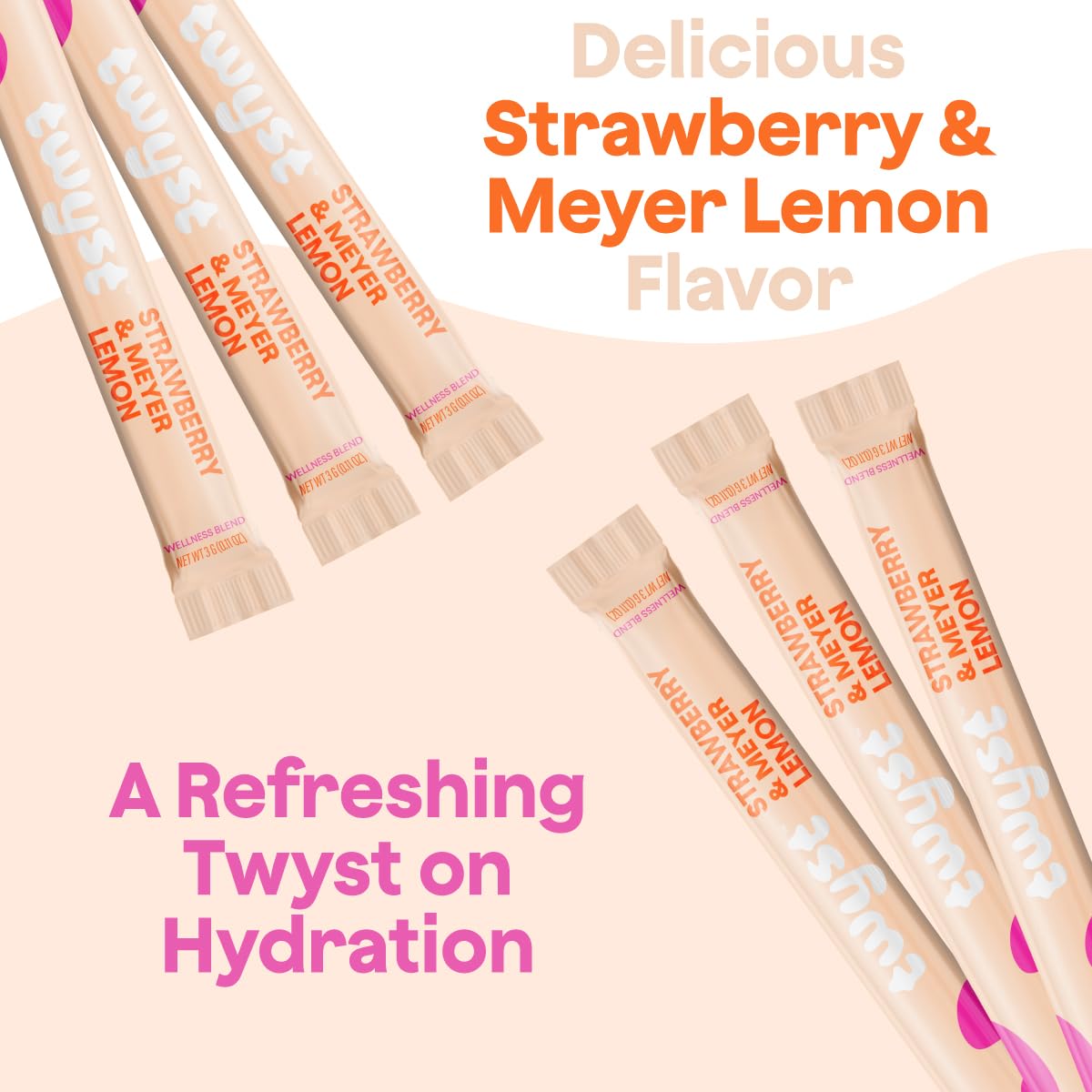 Twyst biodegradable straw packaging; eco-friendly design supports sustainable hydration on the go.