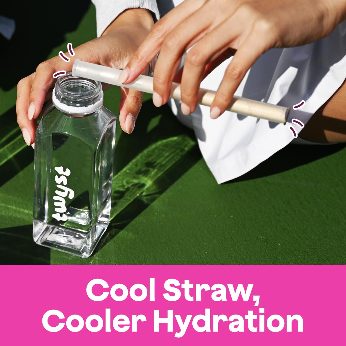 Twyst eco-friendly straws; recyclable and compostable, reducing waste with every sip.