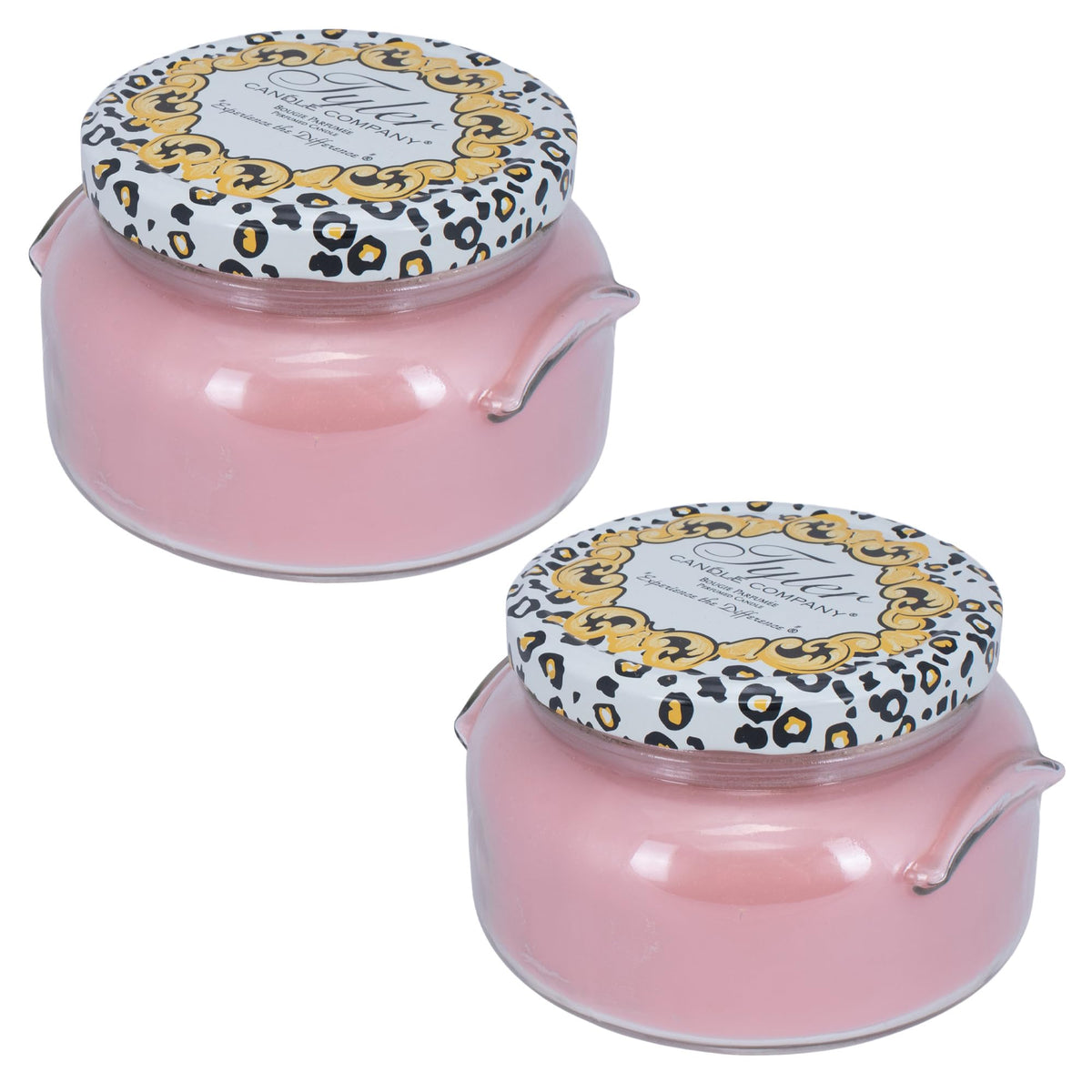 Tyler Pastel Peach 2-Wick 22-ounce jar candle enhances cozy spaces.