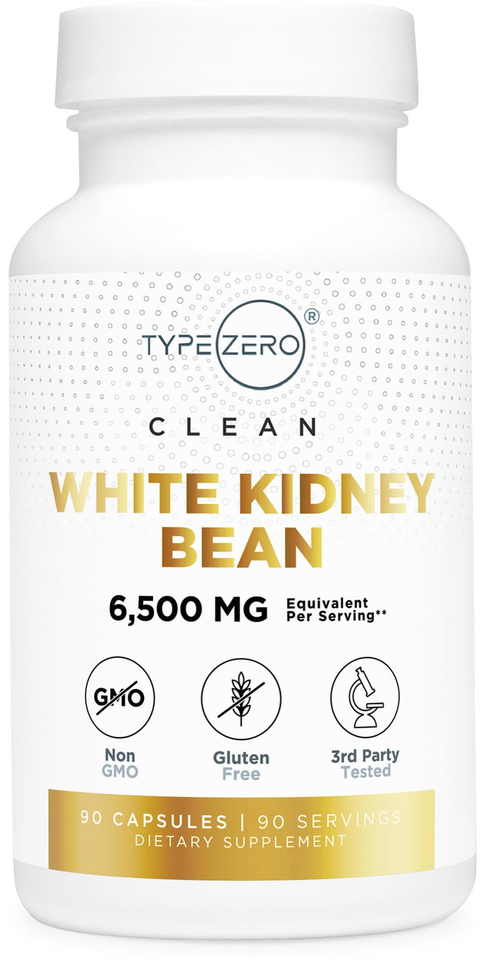 Type Zero Clean White Kidney Bean Capsules bottle front, 90-count, ideal for daily use