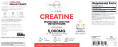 Type Zero Creatine Tropical Punch label with clear nutrition facts