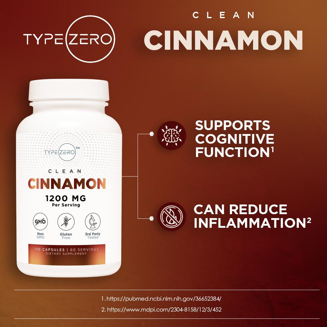 Gluten-free icon beside Type Zero cinnamon capsules
