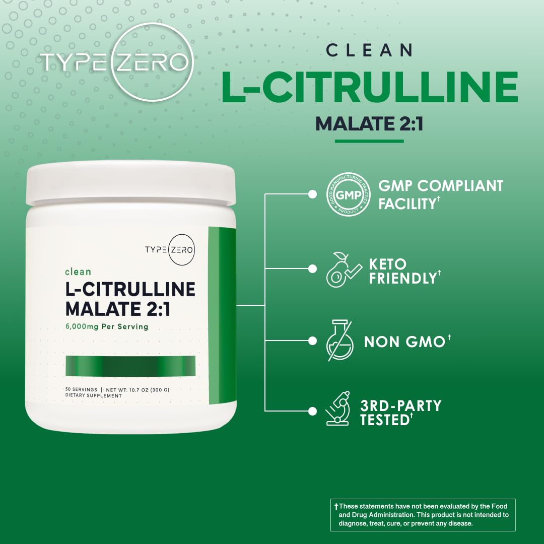 Type Zero L-Citrulline Malate powder texture close-up.