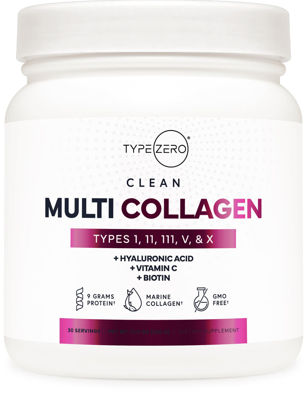 Type Zero Multi Collagen bottle on kitchen counter for daily use.