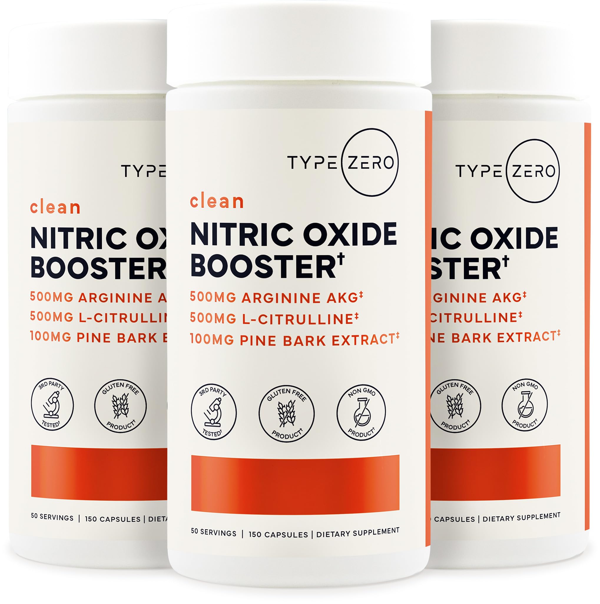 Type Zero Nitric Oxide 6X Booster garlic and vitamin C highlight.