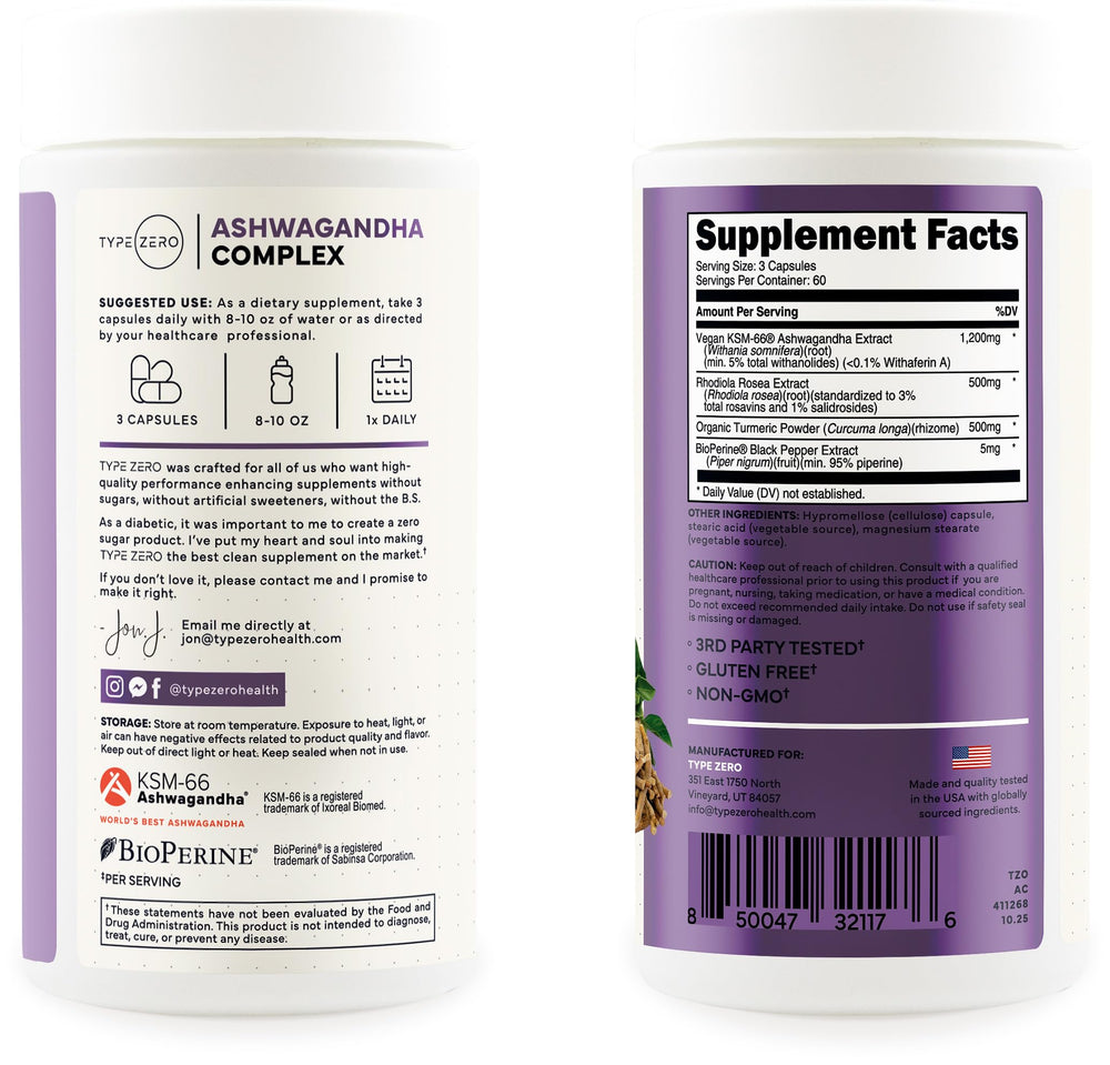Type Zero serving-size bottle cap close-up shows premium ingredients