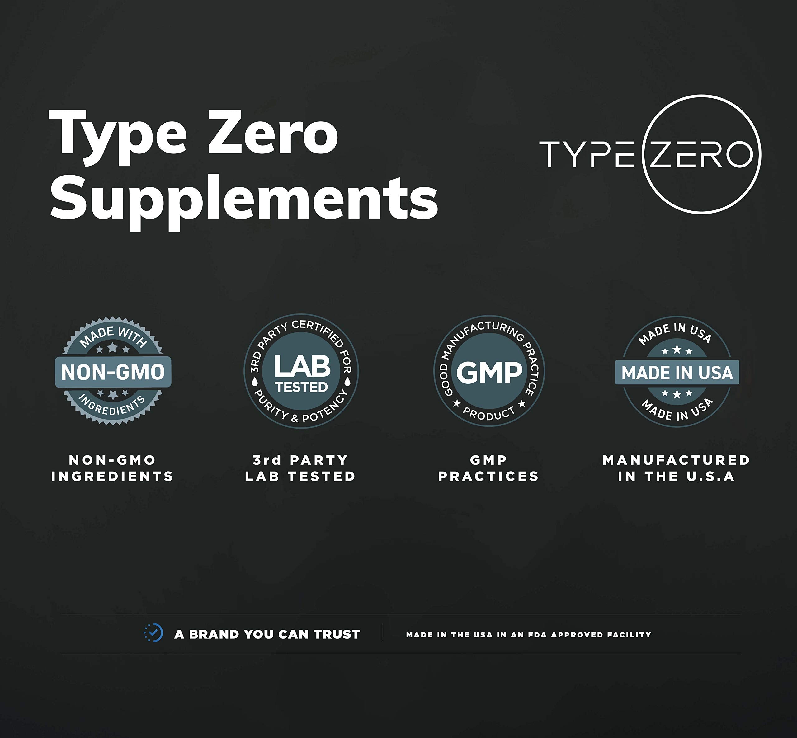 Type Zero Ultra Clean Alpha GPC bottle on shelf conveys premium, GMP-certified quality.