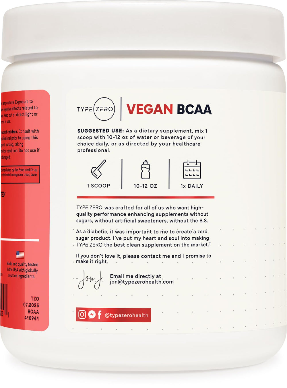 Vegan BCAA electrolytes packaging from Type Zero