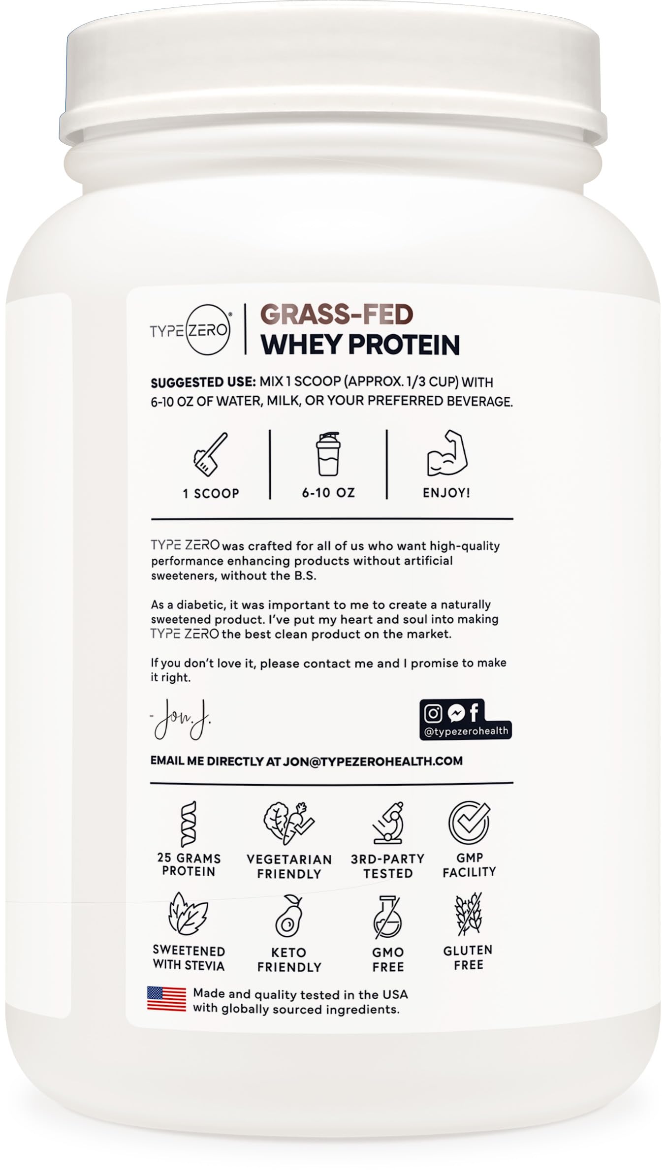 Type Zero whey protein 2-lb container signals value and easy storage for daily use.
