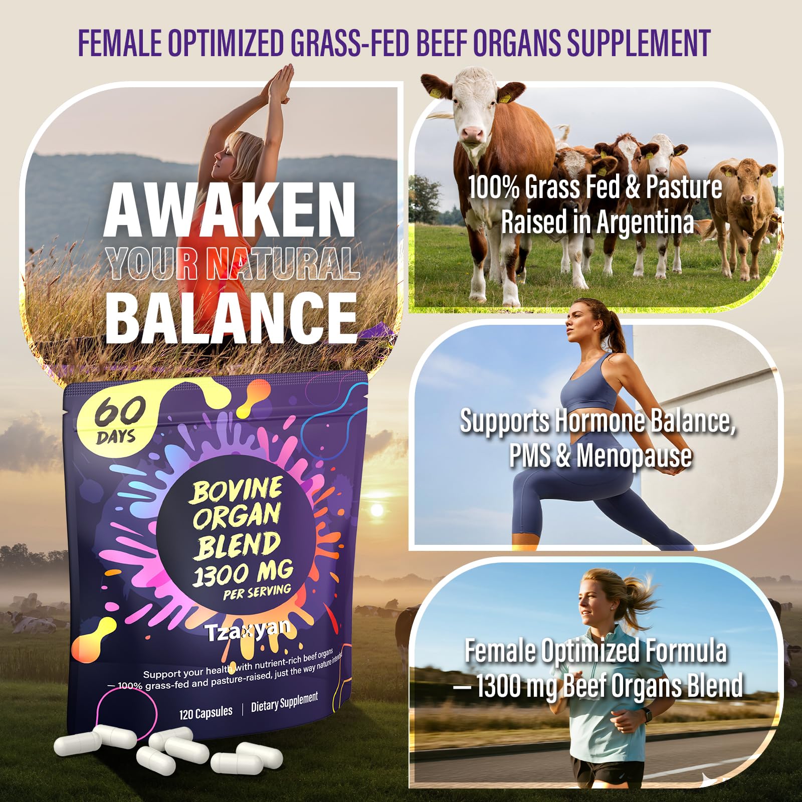 tzaxyan 1300MG capsules closeup for convenient daily intake